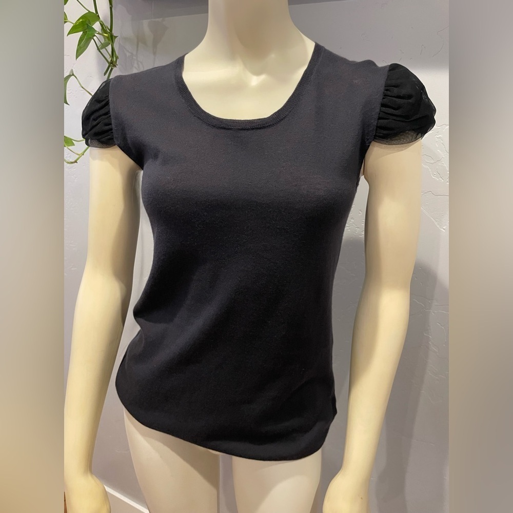 GAP Black Puff Sleeve 100% cotton Blouse size S
